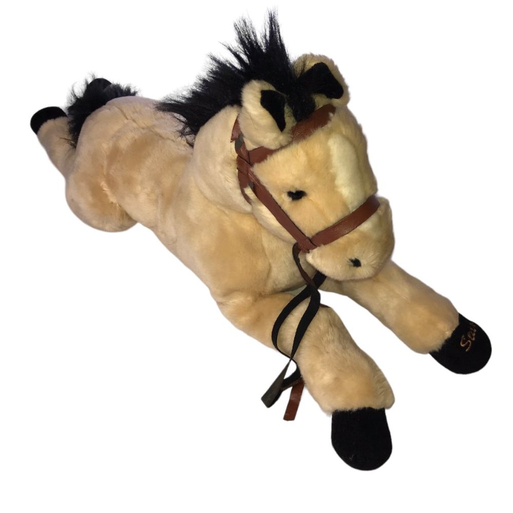 The Saddle Club Large Plush Horse Starlight Light Brown Black Tail, 28" Long